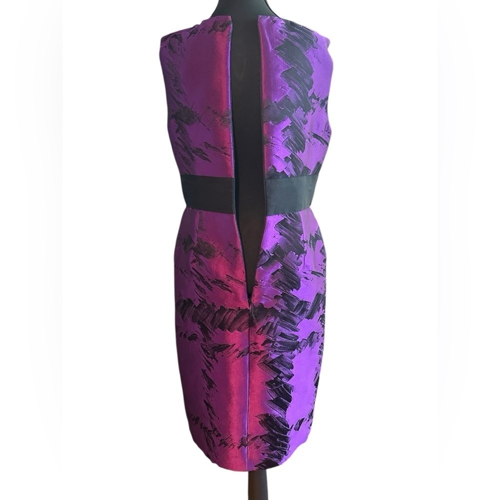 J. Mendel Stunning Purple & Black Sleeveless Midi Dress Size 8 - Picture 9 of 9